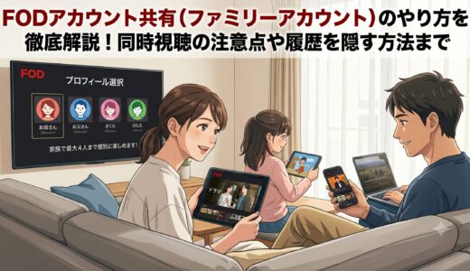 FODのアカウント共有（ファミリーアカウント）のやり方を徹底解説！同時視聴の注意点や履歴を隠す方法まで